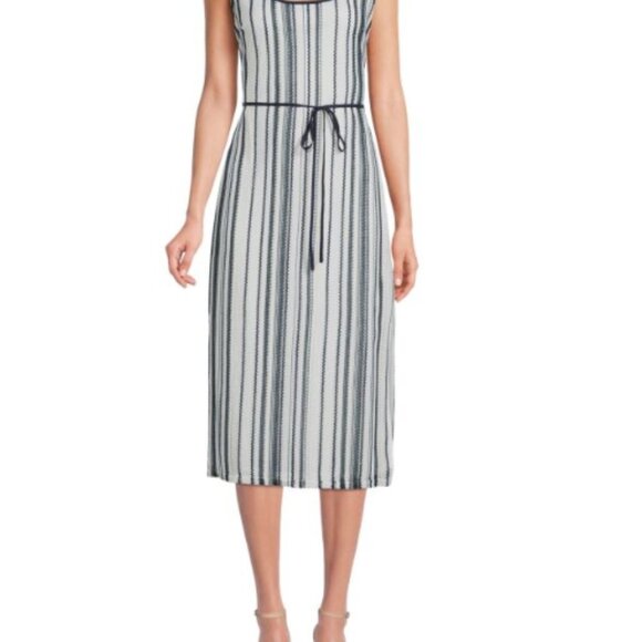 🇺🇸NWT Women's Sam Edelman Crochet Striped Tie-Waist Dress - Picture 1 of 5